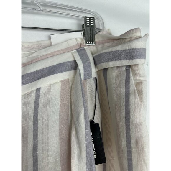 Express Pants Womens 16S/16C White Pink Gray Striped Ankle High RiseNWT - Picture 8 of 13